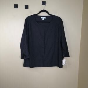 Dressbarn Textured Lightweight 3/4 Sleeve Jacket in Black Size XL